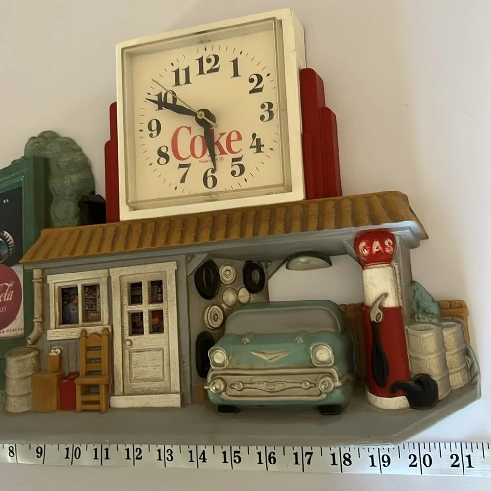 Vintage 90s Coca-Cola Gas Station Billboard Wall Clock